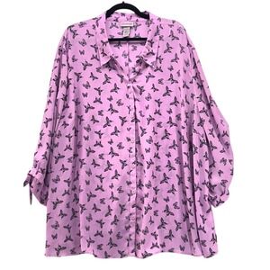 Catherines Button Up Shirt Lilac 5X